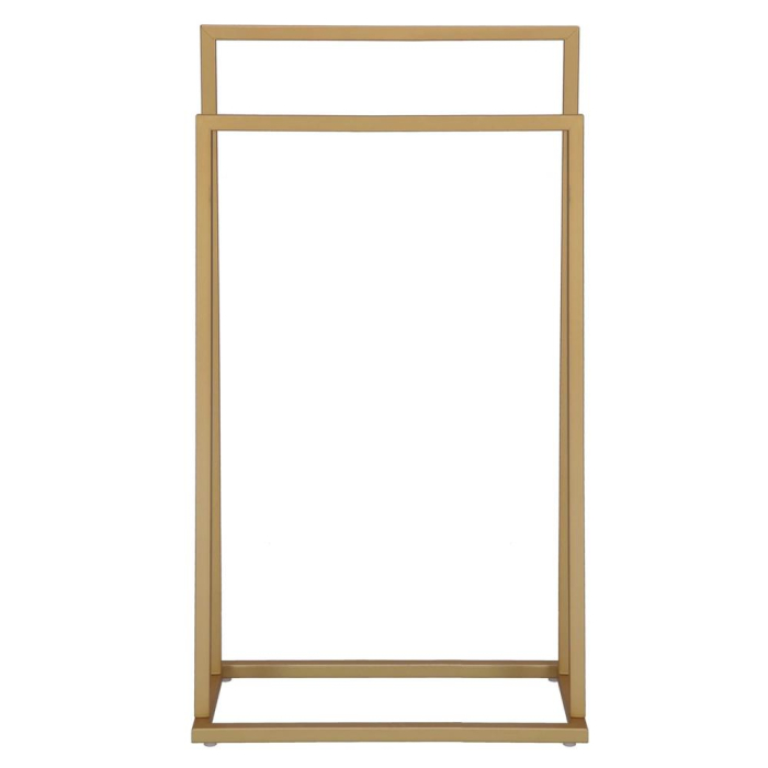 Suport metalic de baie pentru prosoape, cu 2 standuri, 86 cm, auriu mat [11]