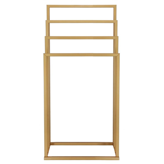 Suport metalic de baie pentru prosoape, cu 4 standuri, 96 cm, auriu mat [11]