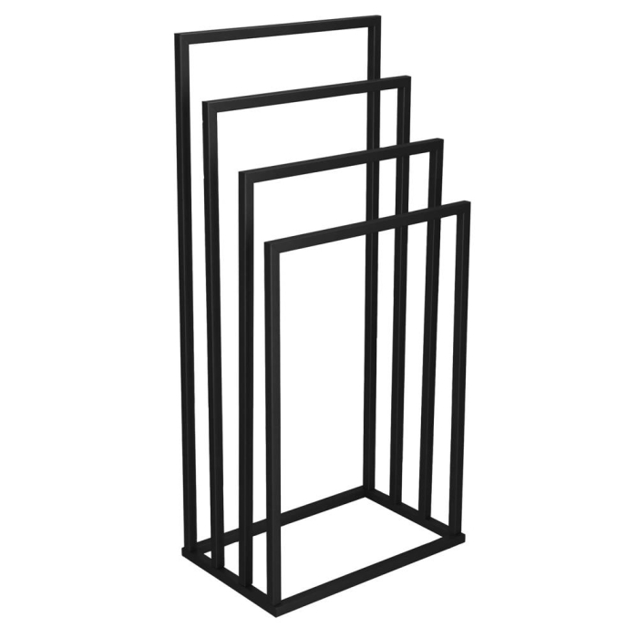Suport prosoape baie metalic 4 brate verticale, profil patrat, finisaj mat, inaltime 96/86/76/66 cm, negru [7]