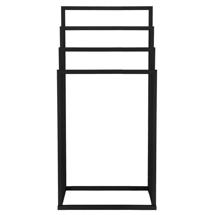 Suport prosoape baie metalic 4 brate verticale, profil patrat, finisaj mat, inaltime 96/86/76/66 cm, negru [10]
