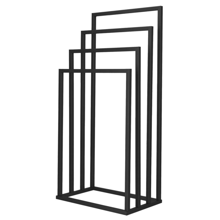 Suport prosoape baie metalic 4 brate verticale, profil patrat, finisaj mat, inaltime 96/86/76/66 cm, negru [2]