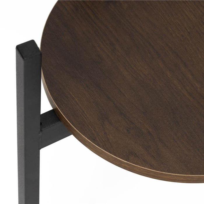 Suport metalic pentru floare, cu polita rotunda din MDF, 32x32x43 cm, negru [4]