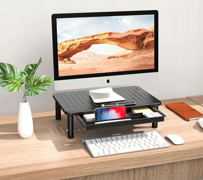 Suport multifunctional reglabil pentru laptop, monitor si imprimanta, cu 3 trepte de ajustare a inaltimii, sertar integrat pentru depozitarea accesori [6]