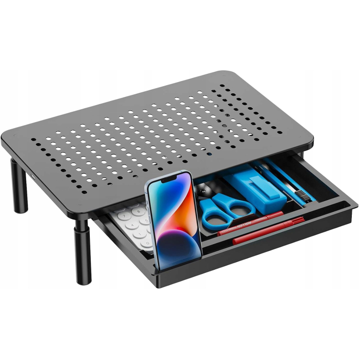 Suport multifunctional reglabil pentru laptop, monitor si imprimanta, cu 3 trepte de ajustare a inaltimii, sertar integrat pentru depozitarea accesori [10]