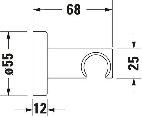 Suport para dus Duravit UV0620007010, 68 mm, 55 mm, universal, pe perete, metal, abs, suport para dus incorporat, Crom [2]