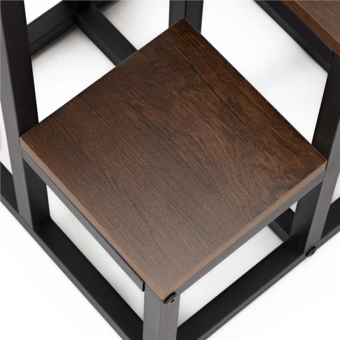 Suport pentru flori cu 6 polite din lemn, structura metal, 51x34x68 cm, negru [7]