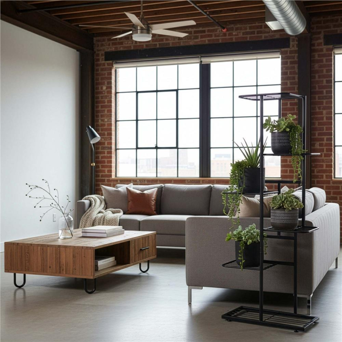 Suport pentru flori, metalic, cu 6 polite, structura verticala, 41x22x106 cm, negru [13]