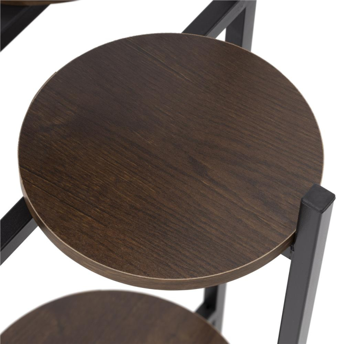 Suport pentru flori, rotund cu 3 polite, structura metalica si MDF, 32x32x81 cm, negru [9]