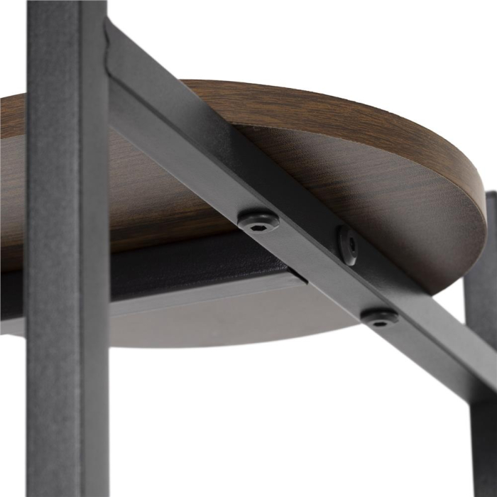 Suport pentru flori, rotund cu 3 polite, structura metalica si MDF, 32x32x81 cm, negru [11]