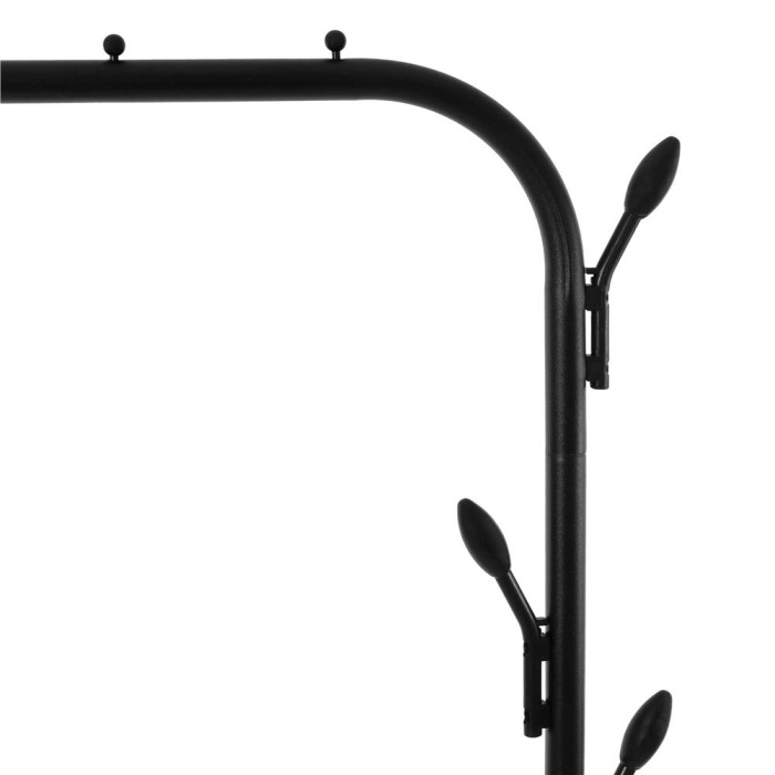 Suport pentru haine cu cadru metalic, cu sina de agatat si carlige cuier, 40x110x146cm, negru [6]