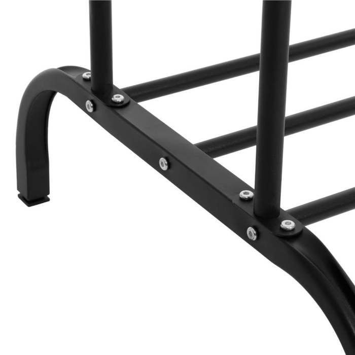 Suport pentru haine cu cadru metalic, cu sina dubla de agatat si carlige cuier, 55x110x146cm, negru [9]