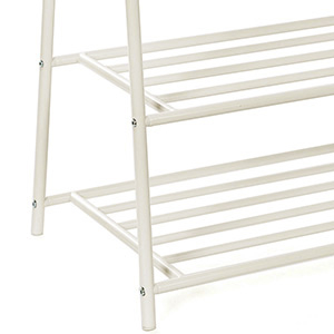 Suport pentru haine, cu raft depozitare pe 2 niveluri, cadru metalic, 88x41x155cm, alb [2]