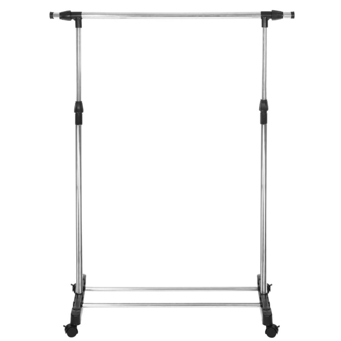 Suport pentru haine pe roti, reglabil pe inaltime si latime, din aluminiu cromat, 160x45x150cm, argintiu [10]