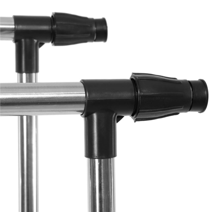 Suport pentru haine pe roti, sina dubla, reglabil pe inaltime si latime, din aluminiu cromat, 155x45x150cm, argintiu [4]