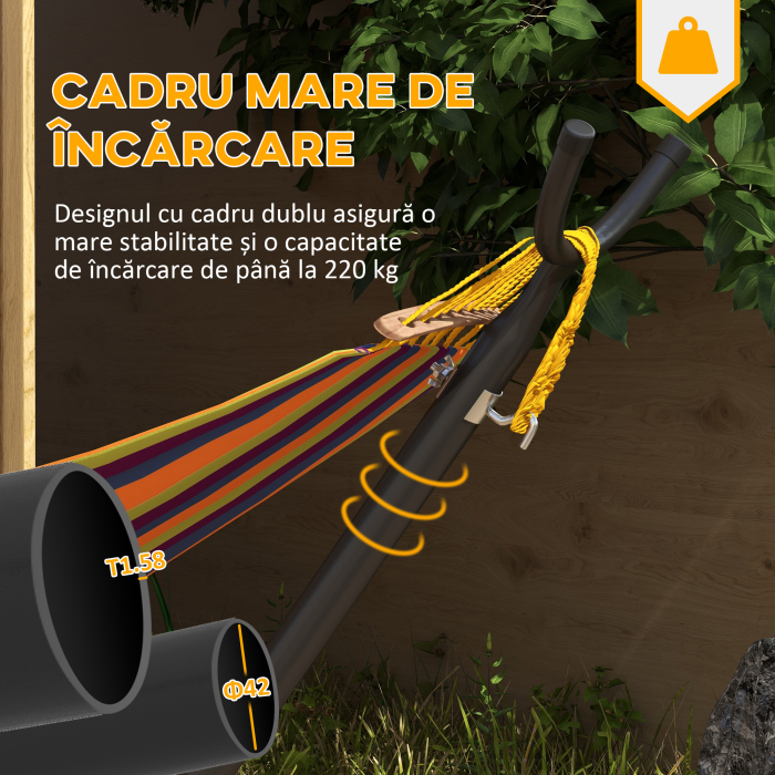  Suport pentru hamac 9,5ft, Hamac portabil cu roti, Supor [4]