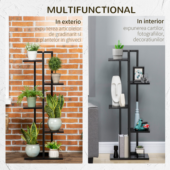  Suport pentru Plante cu 5 Niveluri, Raft de Colt pentru Plante, Suport pentru Ghiveci, Organizator Decorativ [6]