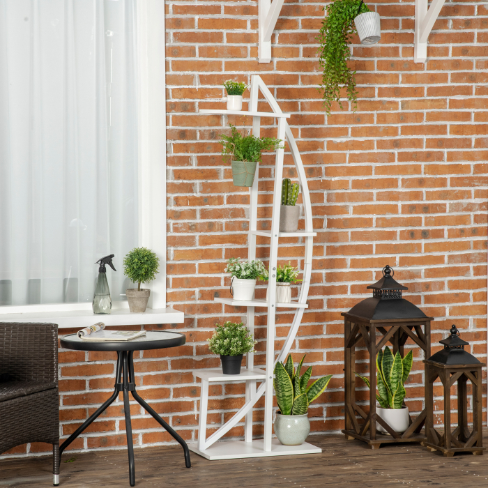  Suport pentru plante cu 5 niveluri Scara in forma de jumatate de luna Suport pentru ghivece Raft pentru interior, exterior, camera de zi, studiu, balcon si dormitor [2]