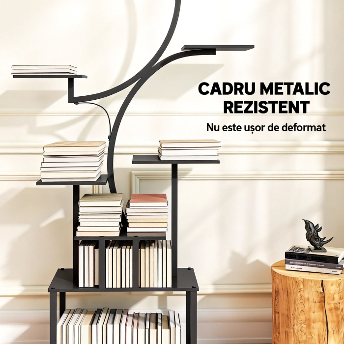  Suport pentru Plante cu 8 Niveluri in Forma de S, Suport Ghivece din Metal pentru Interior si Exterior, pentru Gradina, Balcon, Terasa, Camera de Zi, 74x26x158.5 cm, Negru [6]