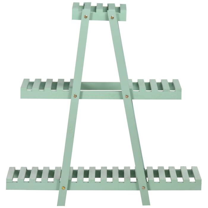  Suport pentru plante din lemn de brad cu 3 niveluri pentru interior si exterior, 76x26x76cm, verde deschis [4]