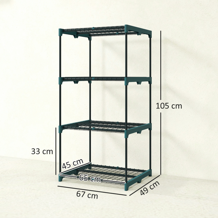  Suport pentru Plante Vertical cu 4 Niveluri din Otel si Plastic, Suport Ghivece pentru Interior si Exterior, Gradina Balcon, 67x49x105 cm, Verde inchis [3]