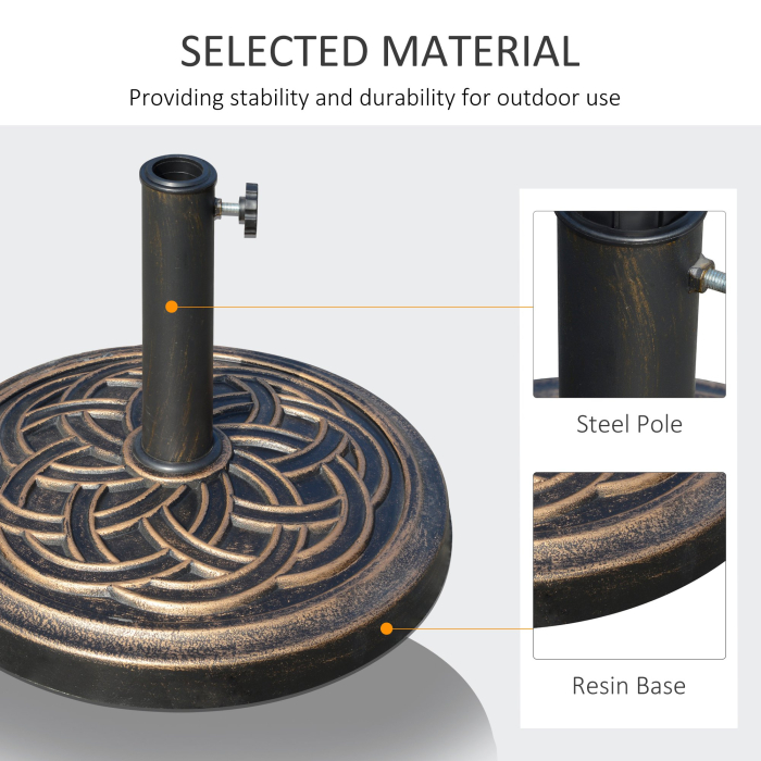  Suport pentru umbrela de exterior, 12kg, rotund, Bronz | Aosom Ro [5]