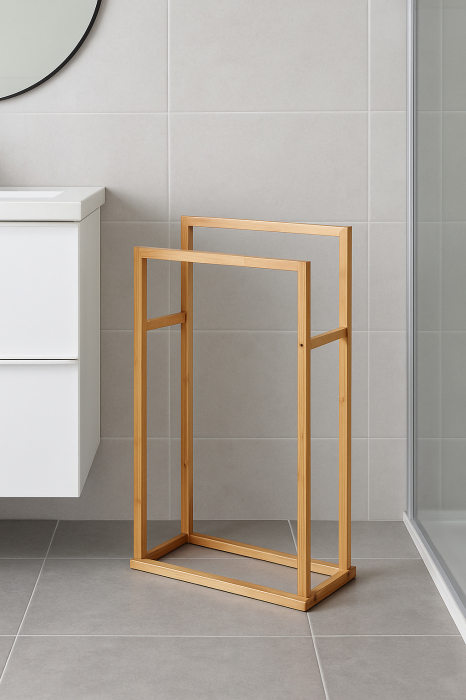 Suport prosoape 5Five Bamboo, 2 brate, bambus, 42x24x82 cm, maro [4]