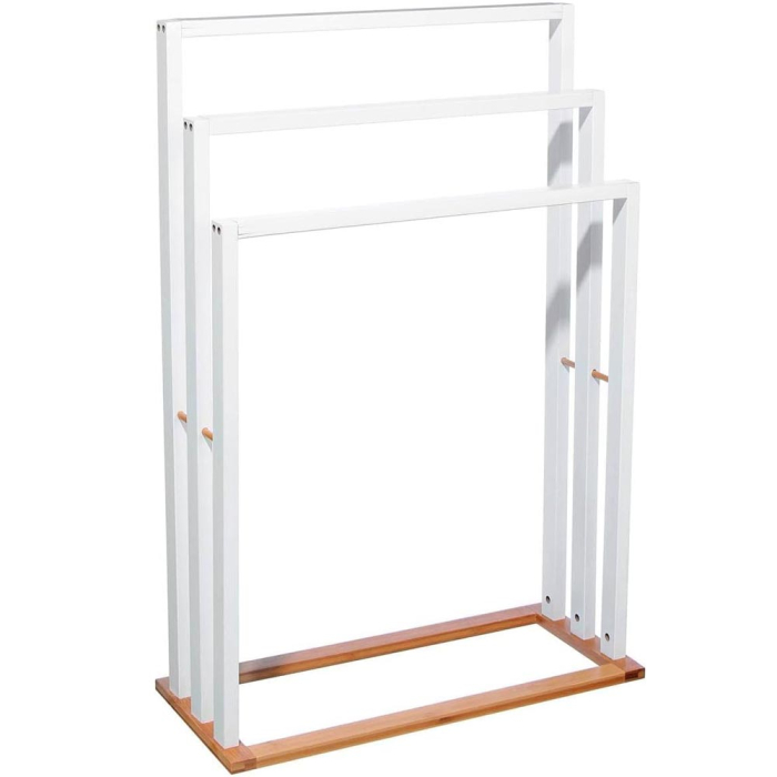 Suport prosoape 5Five Lysandre cu 3 rafturi, 55x24x82 cm, bambus alb [1]