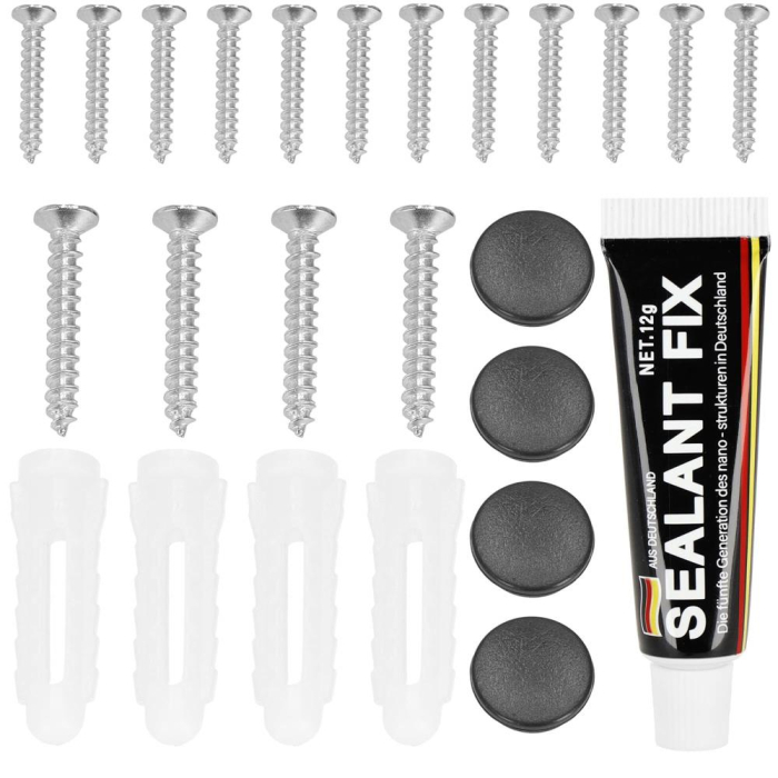 Suport prosoape pentru baie cu 2 sisteme de instalare, 3 brate, din aluminiu, 49x25cm, negru [8]