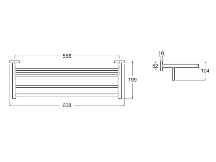 Suport prosop baie Roca A817887C00, 608 mm, 199 mm, 2 orificii instalare, 5 rafturi, pe perete, Crom [2]