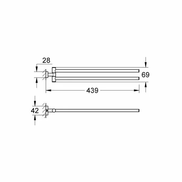 Suport prosop doua brate Grohe Essentials Cube 439 mm [2]