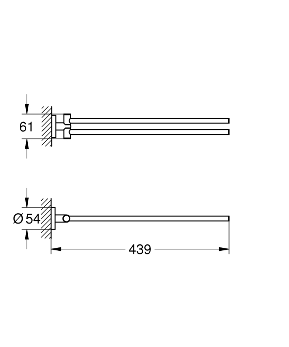 Suport prosop Grohe 40371AL1, Essentials, pe perete, 449 mm, metal, mat, grafit [2]