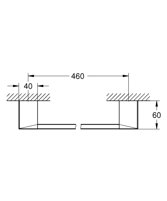 Suport prosop Grohe 40767000, 500 mm, 60 mm, 2 orificii instalare, 1 rafturi, pe perete, metal, Crom [4]