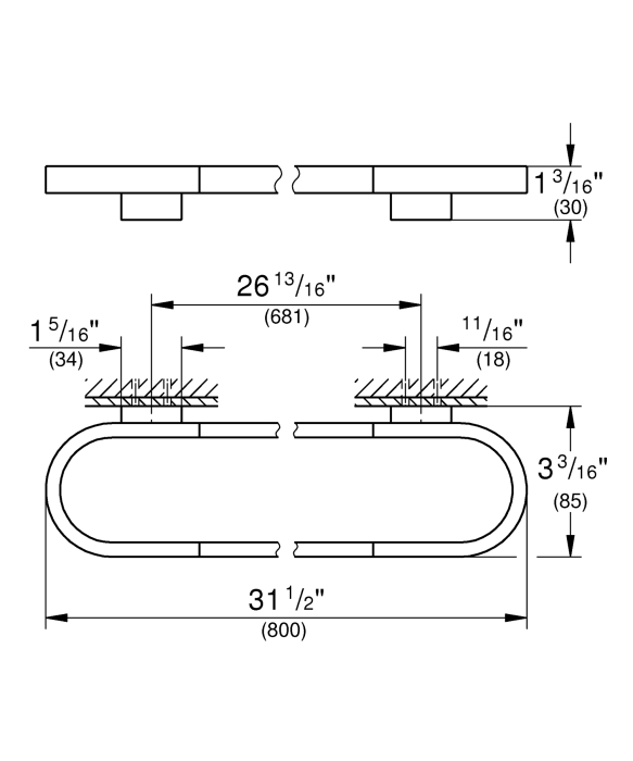 Suport prosop Grohe 41058GL0, Selection, pe perete, 800 mm, metal, lucios, auriu [3]
