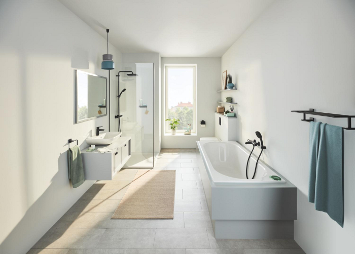 Suport prosop Grohe 410992430, 600 mm, 210 mm, 4 orificii instalare, 5 rafturi, pe perete, metal, Negru [4]