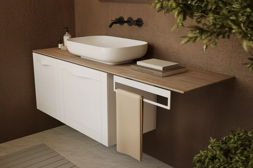 Suport prosop Oristo Uni, pe mobilier, 45 cm, metal, mat, alb, 00-A-RE-45-2 [3]