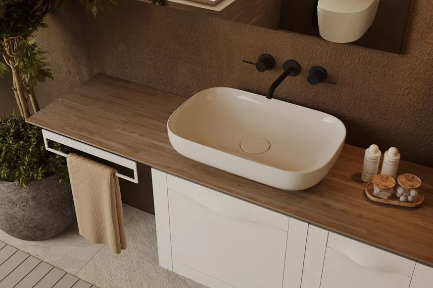 Suport prosop Oristo Uni, pe mobilier, 45 cm, metal, mat, alb, 00-A-RE-45-2 [2]