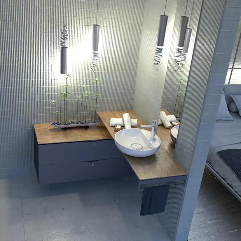 Suport prosop Oristo Uni, pe mobilier, 45 cm, metal, mat, albastru, 00-A-RE-45-14 [5]