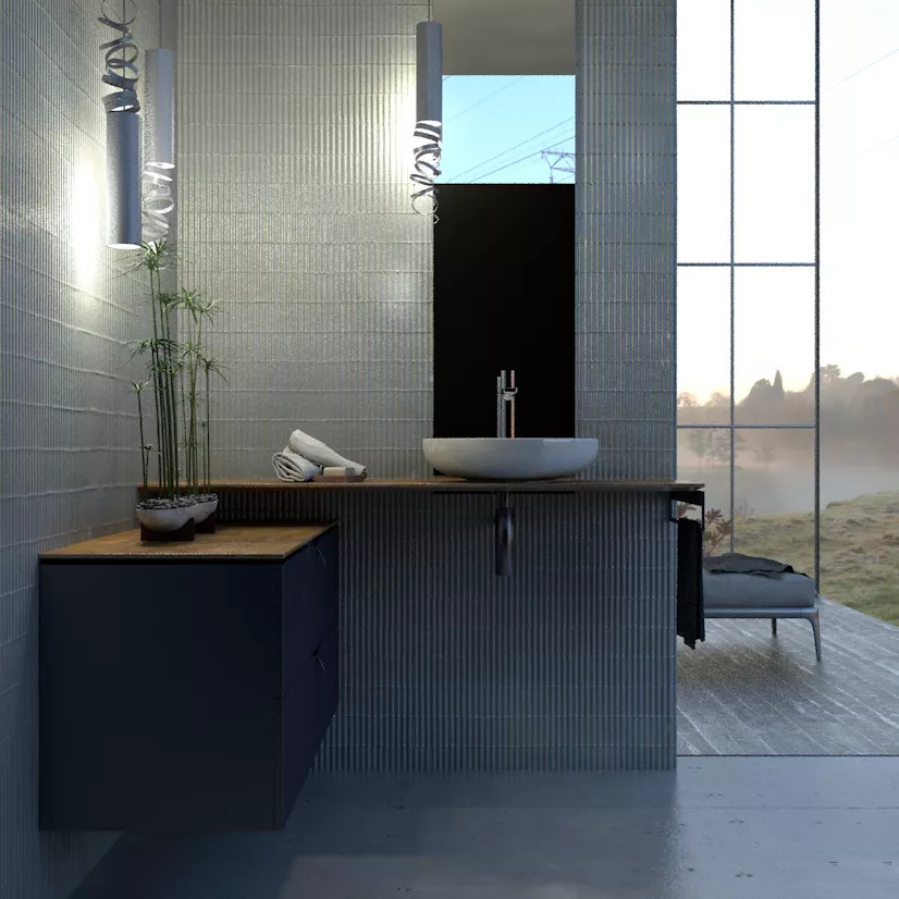 Suport prosop Oristo Uni, pe mobilier, 45 cm, metal, mat, albastru, 00-A-RE-45-14 [4]