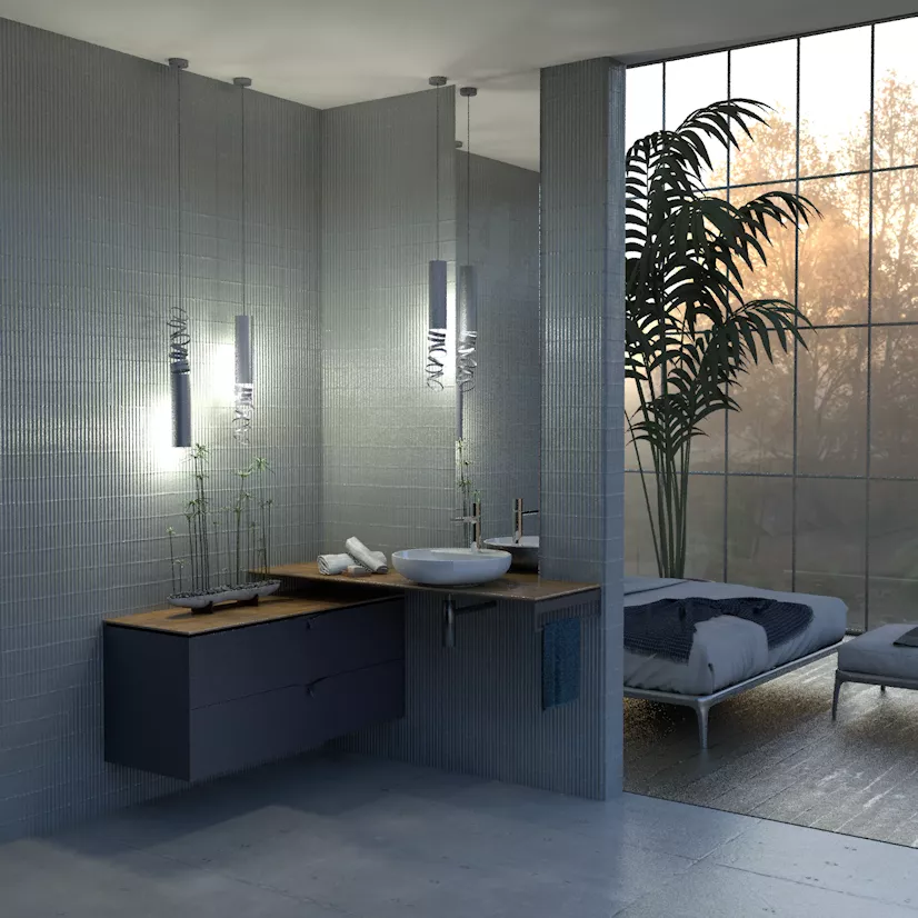 Suport prosop Oristo Uni, pe mobilier, 45 cm, metal, mat, albastru, 00-A-RE-45-14 [2]