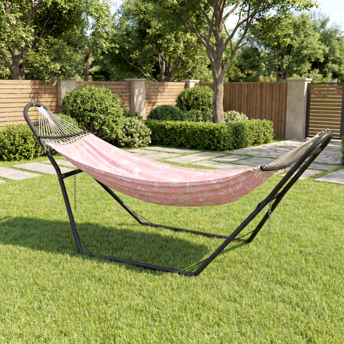  Suport Reglabil pentru Hamac din Otel cu Lanturi si Carlige in Forma de S, pentru Hamace de 2,75-4 m, 278 cm, Negru [8]