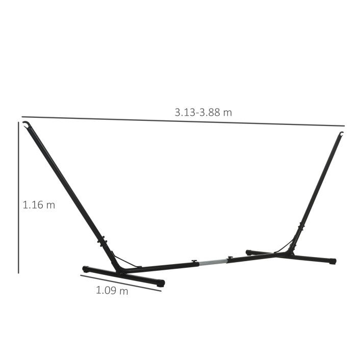  Suport Schelet pentru Hamac Reglabil Max. 120 Kg, Negru, 313-388x109x116cm [3]