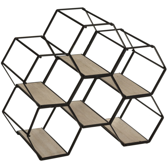 Suport sticle Atmosphera Arty pentru 6 sticle, structura metalica si MDF, 26x15x30 cm, negru [1]