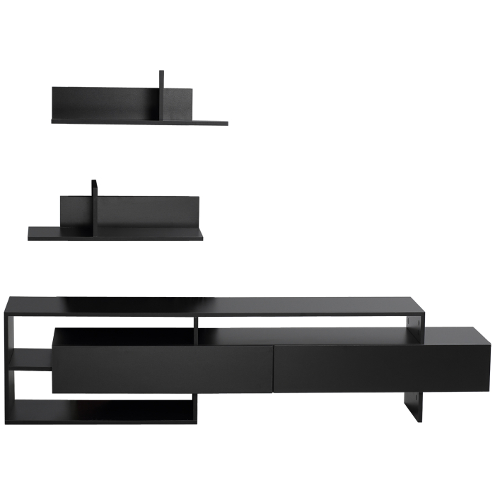  Suport TV Modern 130 cm cu Dulapuri si Rafturi - Negru [8]