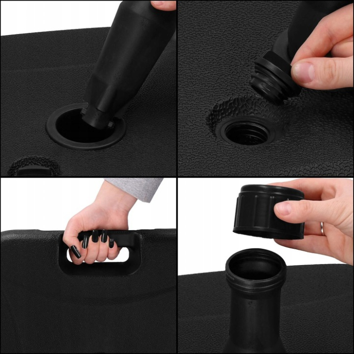 Suport umbrela patrat, din plastic, 22 litri, umplere cu apa sau nisip, negru [4]