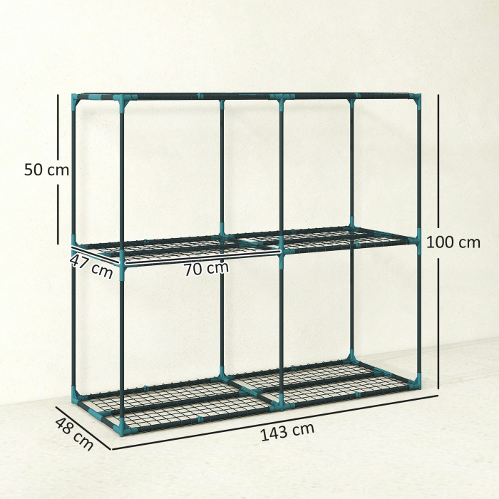  Suport Vertical pentru Plante cu 3 Niveluri din Otel si Plastic, Suport Ghivece pentru Interior si Exterior Gradina Balcon, 143x48x100 cm, Verde inchis [3]