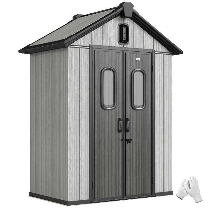  sura Gradina 160L x 98P x 217A cm, Plastic, Usi duble incuiabile, Gri [7]