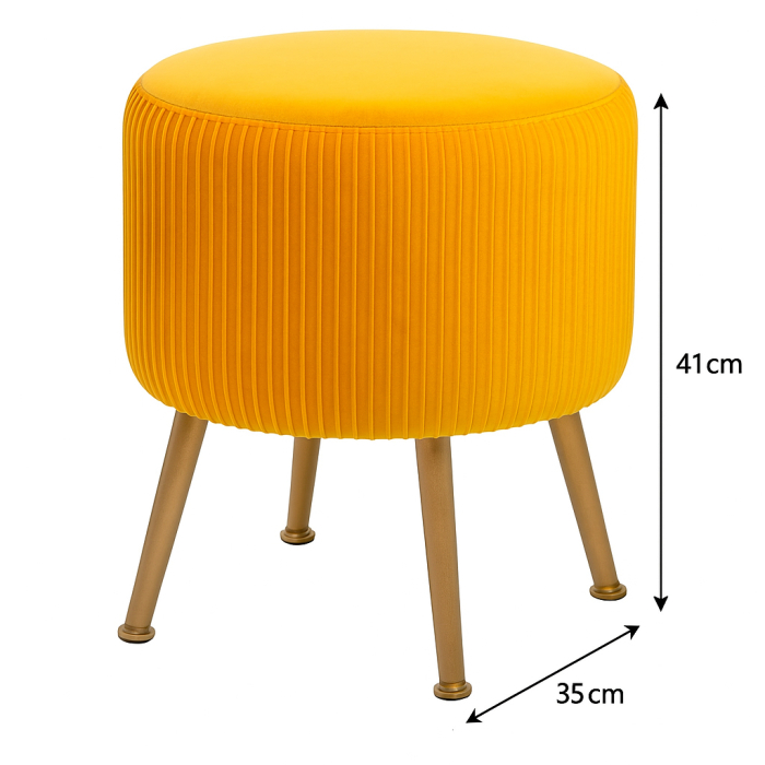 Taburet Atmosphera Solaro rotund cu baza aurie, 35x41 cm, galben mustar [4]
