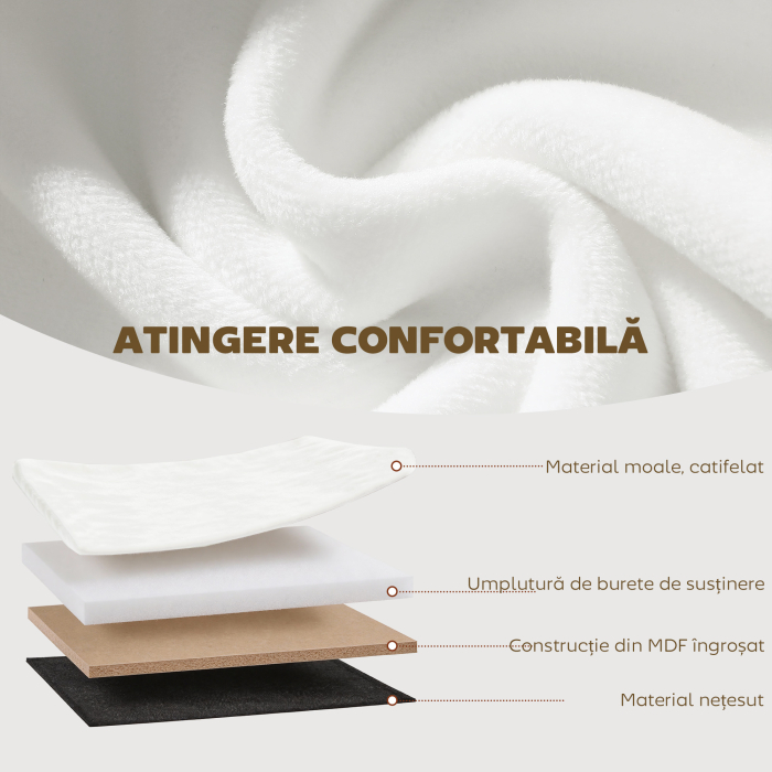 Taburet cu Spatiu de Depozitare Pliabil , Banca Moderna Tapitata cu Catifea, Suport pentru Picioare cu Compartiment de 72L pentru Sufragerie si Dormitor, 76x38x35 cm, Crem [6]