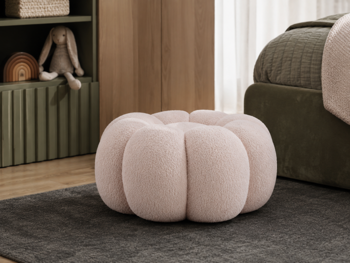Taburet decorativ cu forma de floare, plusat, 65x30 cm, roz [2]