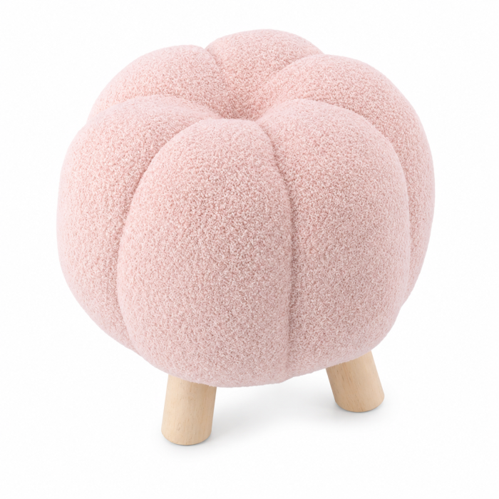 Taburet decorativ pentru living si dormitor, material plusat, 32x30 cm, roz [3]